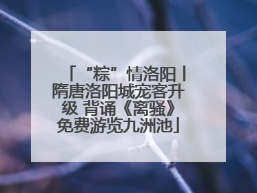 “粽”情洛阳丨隋唐洛阳城宠客升级 背诵《离骚》免费游览九洲池