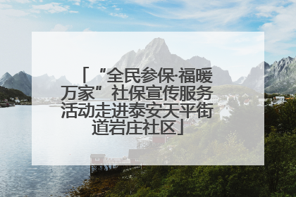 “全民参保·福暖万家”社保宣传服务活动走进泰安天平街道岩庄社区
