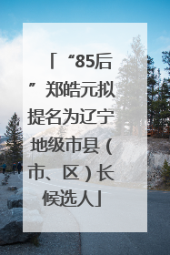 “85后”郑皓元拟提名为辽宁地级市县（市、区）长候选人