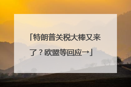 特朗普关税大棒又来了？欧盟等回应→
