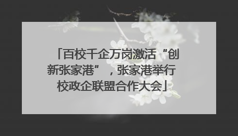 百校千企万岗激活“创新张家港”，张家港举行校政企联盟合作大会