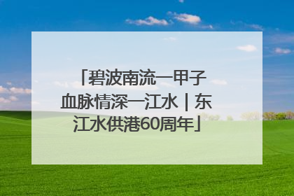 碧波南流一甲子 血脉情深一江水｜东江水供港60周年