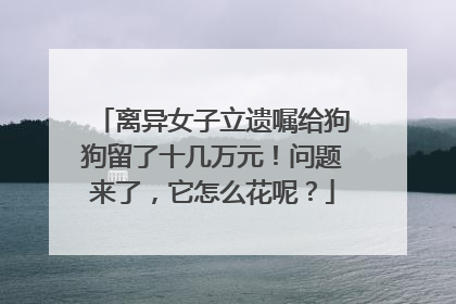 离异女子立遗嘱给狗狗留了十几万元！问题来了，它怎么花呢？