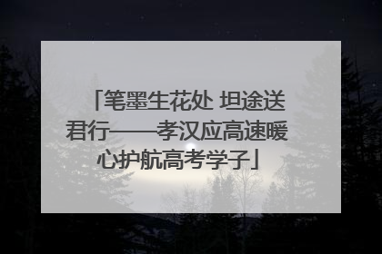 笔墨生花处 坦途送君行——孝汉应高速暖心护航高考学子