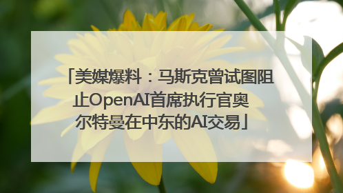 美媒爆料：马斯克曾试图阻止OpenAI首席执行官奥尔特曼在中东的AI交易