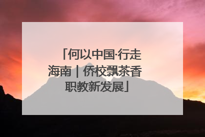 何以中国·行走海南｜侨校飘茶香 职教新发展