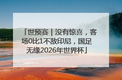 世预赛｜没有惊喜，客场0比1不敌印尼，国足无缘2026年世界杯