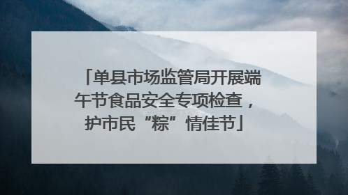 单县市场监管局开展端午节食品安全专项检查，护市民“粽”情佳节