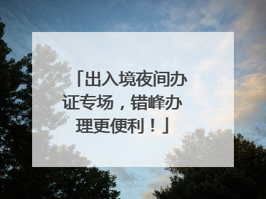 出入境夜间办证专场，错峰办理更便利！