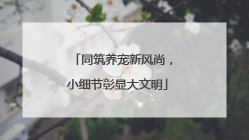 同筑养宠新风尚，小细节彰显大文明