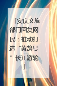 安庆文旅部门回复网民：推动打造“黄鹄号”长江游轮