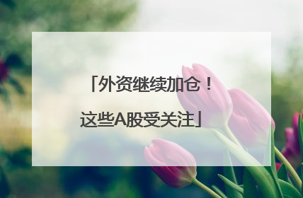 外资继续加仓！这些A股受关注