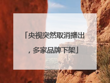 央视突然取消播出，多家品牌下架