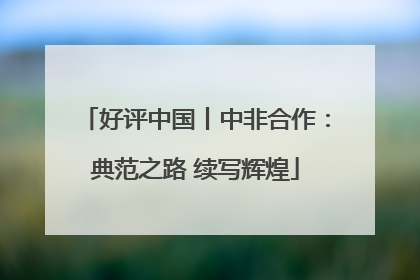 好评中国丨中非合作：典范之路 续写辉煌