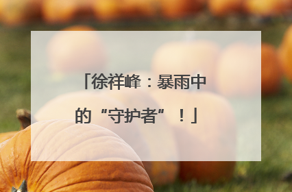 徐祥峰：暴雨中的“守护者”！