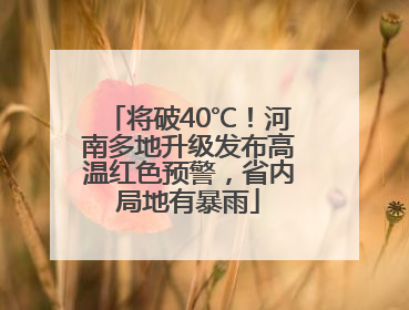 将破40℃！河南多地升级发布高温红色预警，省内局地有暴雨