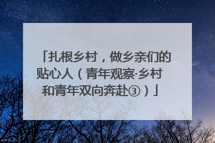 扎根乡村，做乡亲们的贴心人（青年观察·乡村和青年双向奔赴③）