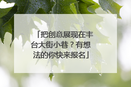把创意展现在丰台大街小巷？有想法的你快来报名