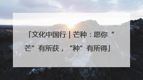 文化中国行｜芒种：愿你“芒”有所获，“种”有所得