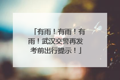 有雨！有雨！有雨！武汉交警再发考前出行提示！