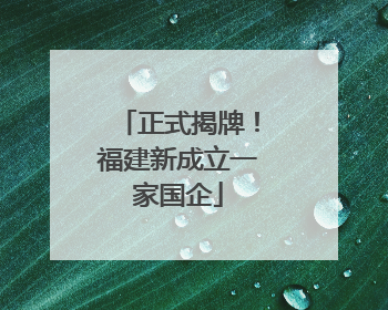 正式揭牌！福建新成立一家国企