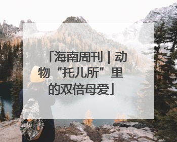 海南周刊｜动物“托儿所”里的双倍母爱