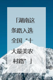 湖南这条路入选全国“十大最美农村路”