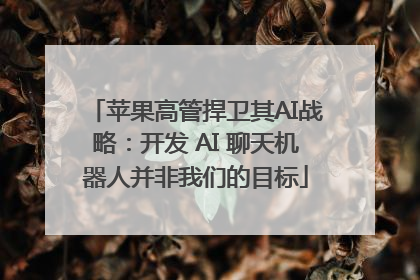 苹果高管捍卫其AI战略：开发 AI 聊天机器人并非我们的目标