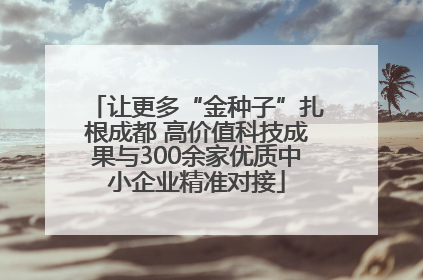 让更多“金种子”扎根成都 高价值科技成果与300余家优质中小企业精准对接