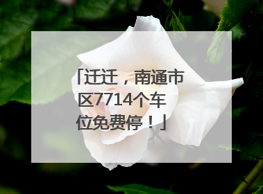 迁迁，南通市区7714个车位免费停！