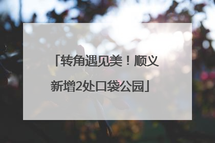 转角遇见美！顺义新增2处口袋公园