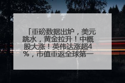 重磅数据出炉，美元跳水，黄金拉升！中概股大涨！英伟达涨超4%，市值重返全球第一！黄仁勋计划出售至多600万股股票