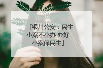 银川公安：民生小案不小办 办好小案保民生