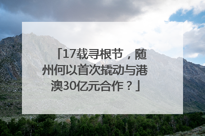 17载寻根节，随州何以首次撬动与港澳30亿元合作？