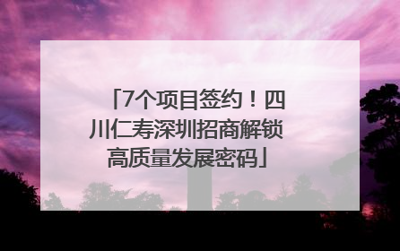 7个项目签约！四川仁寿深圳招商解锁高质量发展密码