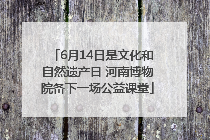 6月14日是文化和自然遗产日 河南博物院备下一场公益课堂
